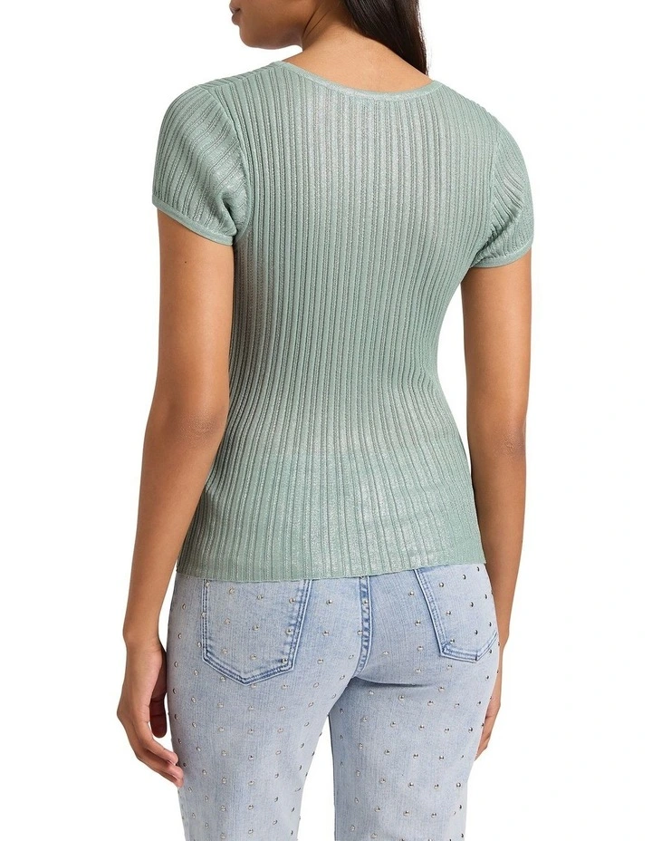 Perez Metallic Rib Tee in Paradise image 2