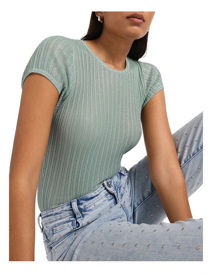 Perez Metallic Rib Tee in Paradise image 4