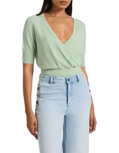 Jiwon Pointelle Wrap Knit in Paradise