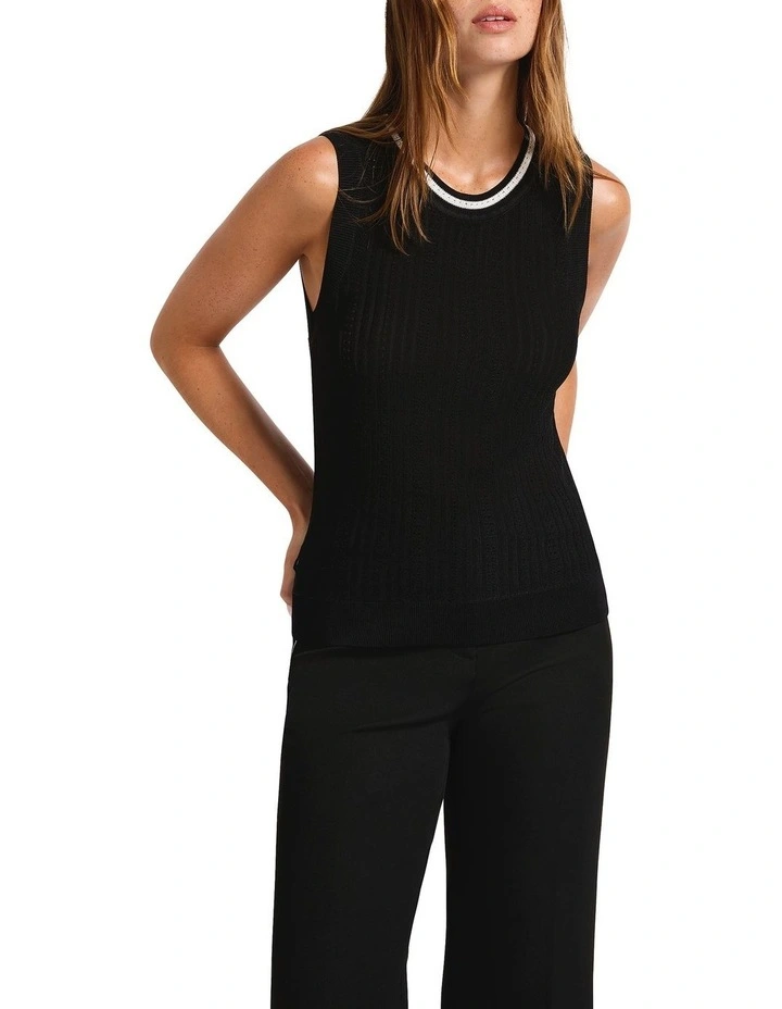 Amalia Knit Tank in Black/Silver image 1