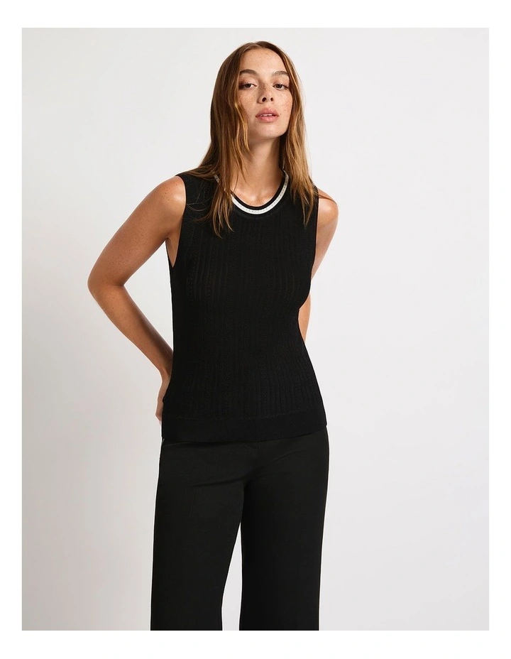 Amalia Knit Tank in Black/Silver image 2