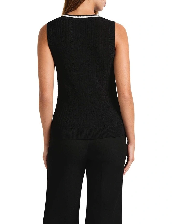 Amalia Knit Tank in Black/Silver image 2