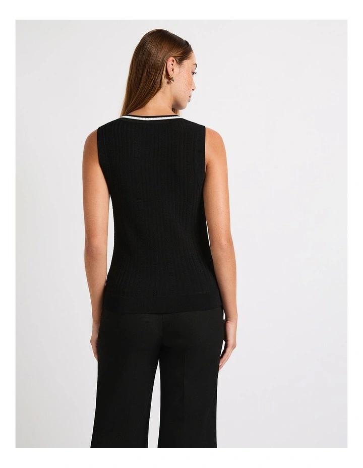 Amalia Knit Tank in Black/Silver image 3