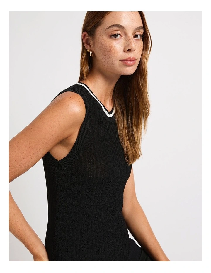 Amalia Knit Tank in Black/Silver image 4