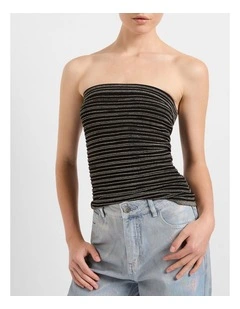 Naples Sparkle Strapless Top in Black Sparkle