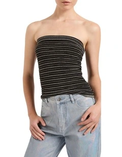Naples Sparkle Strapless Top in Black Sparkle