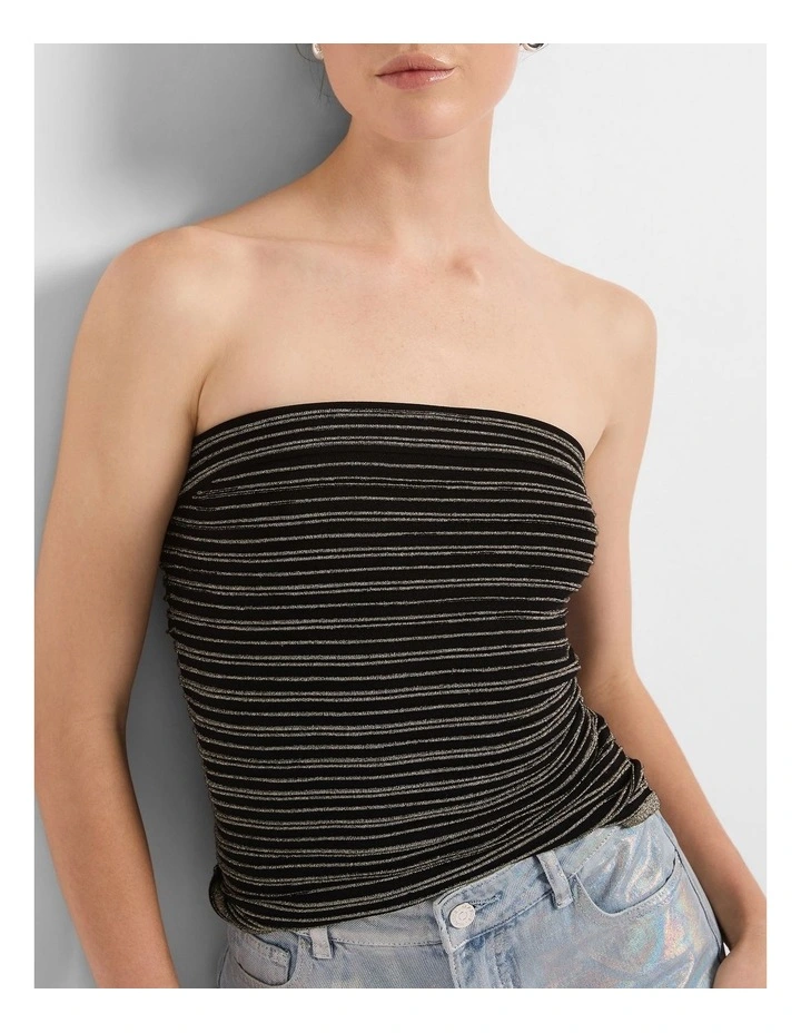 Naples Sparkle Strapless Top in Black Sparkle image 4