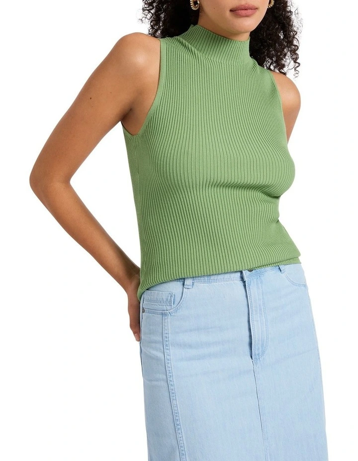 Wind It Up Knit Tank in Olive image 1