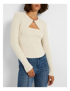 Cherie Shrug Knit Top in Ecru