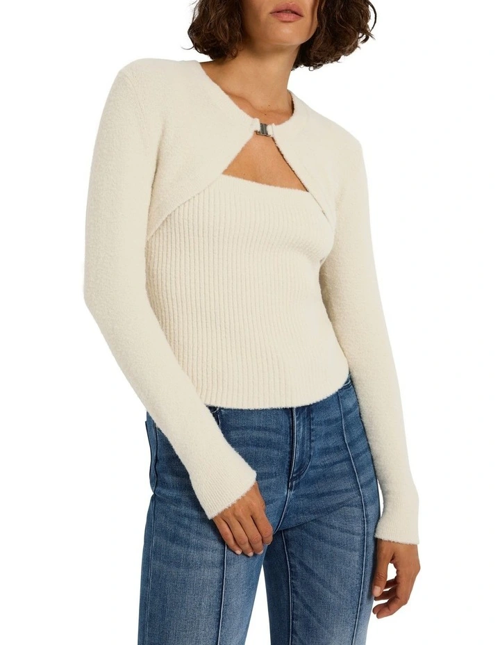 Cherie Shrug Knit Top in Ecru image 1