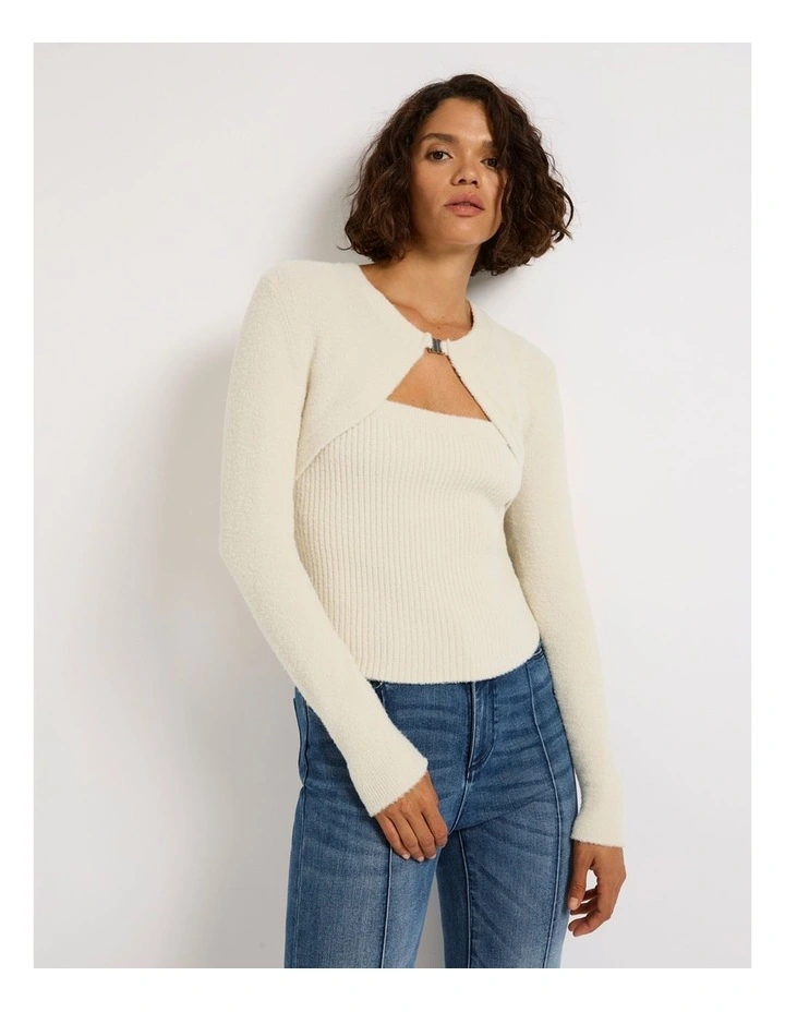 Cherie Shrug Knit Top in Ecru image 2