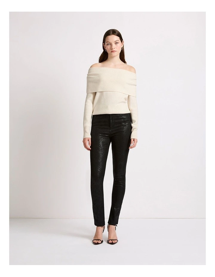 Nikki Off The Shoulder Knit in Ecru image 1