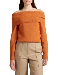 Nikki Off The Shoulder Knit in Volturi