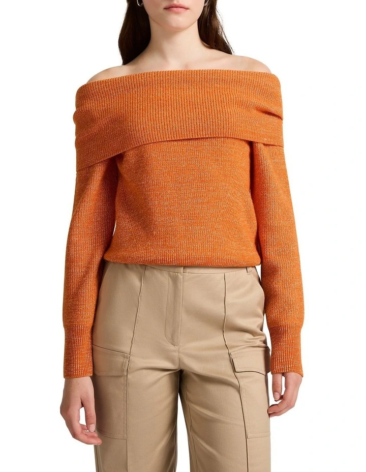 Nikki Off The Shoulder Knit in Volturi image 1
