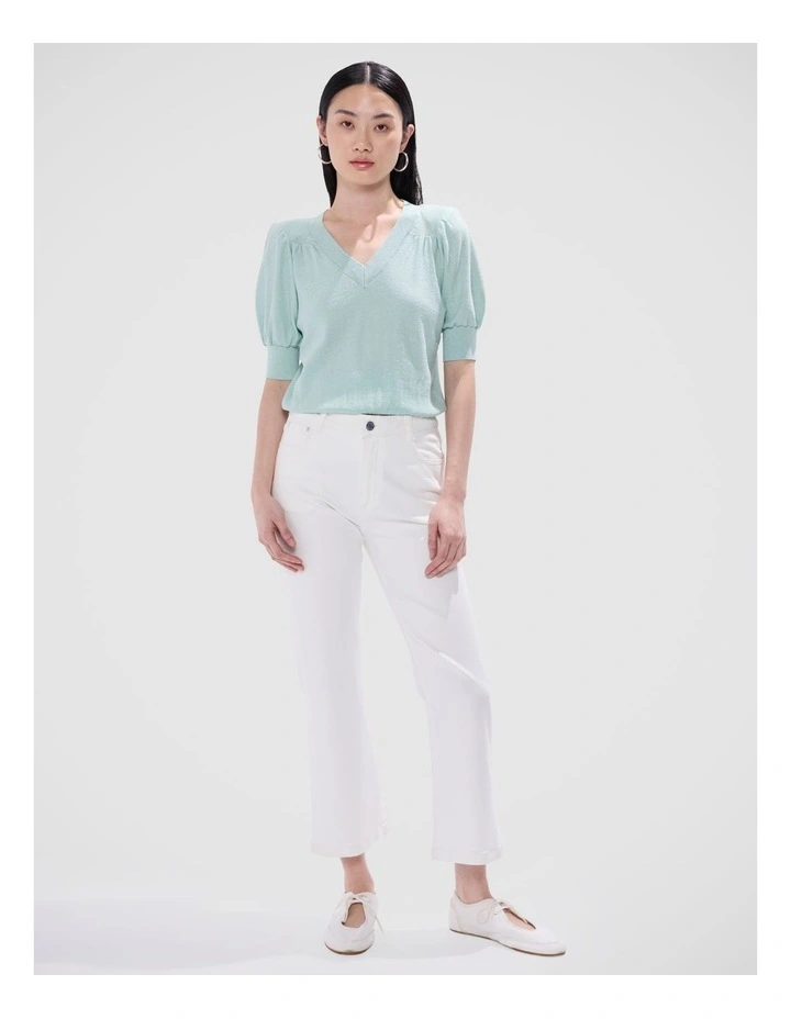 Bianca V Neck Shimmer Knit in Misty Jade image 1
