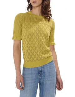 Alibi Pointelle Cotton Knit in Citrine Yellow