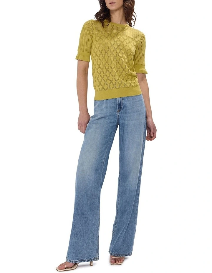 Alibi Pointelle Cotton Knit in Citrine Yellow image 2