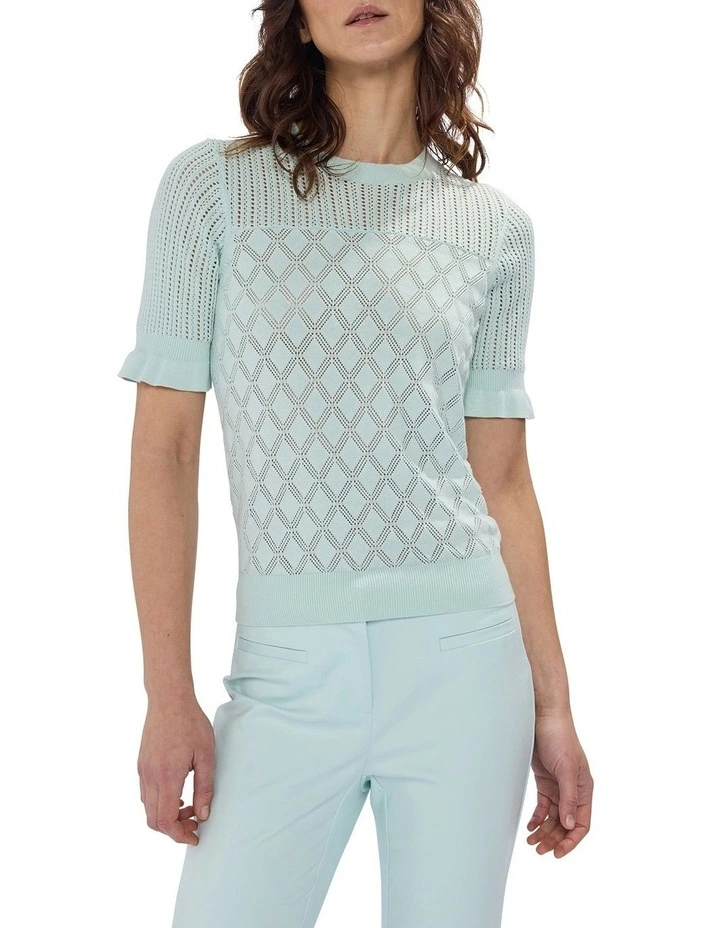 Alibi Pointelle Cotton Knit in Sea Spray image 1