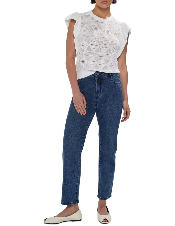 Cindy Pointelle Knit in White image 2