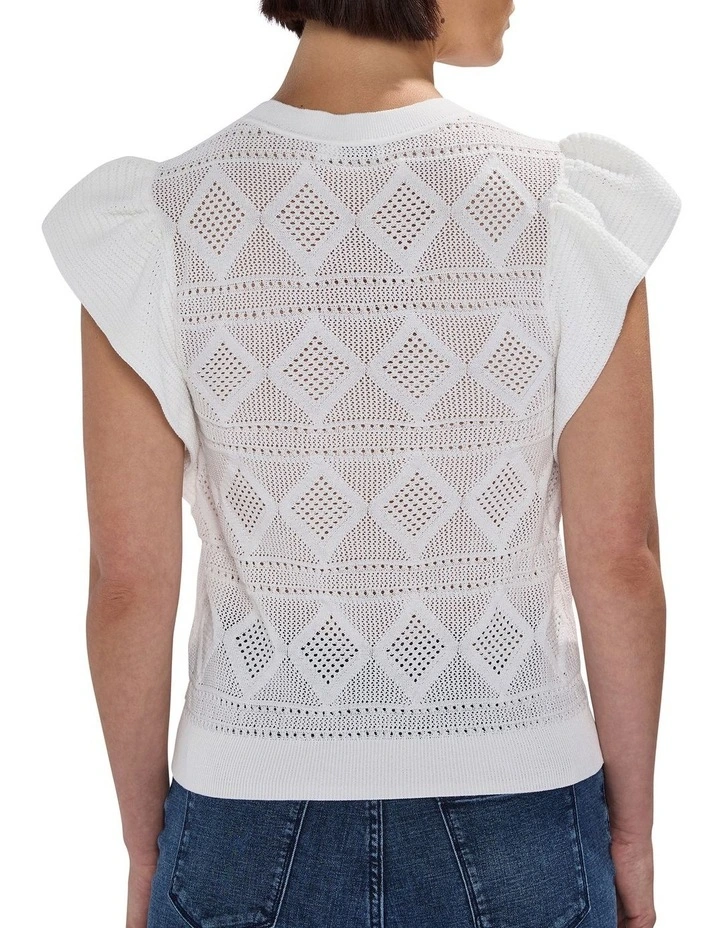 Cindy Pointelle Knit in White image 4