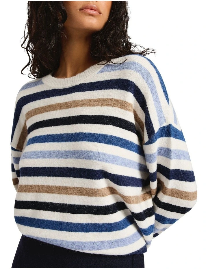Snowfall Stripe Knit in Blue Stripe image 3