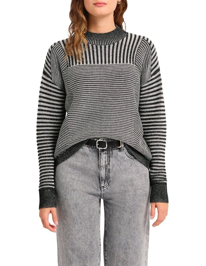 Tracy Two Tone Knit in Black Multi image 1