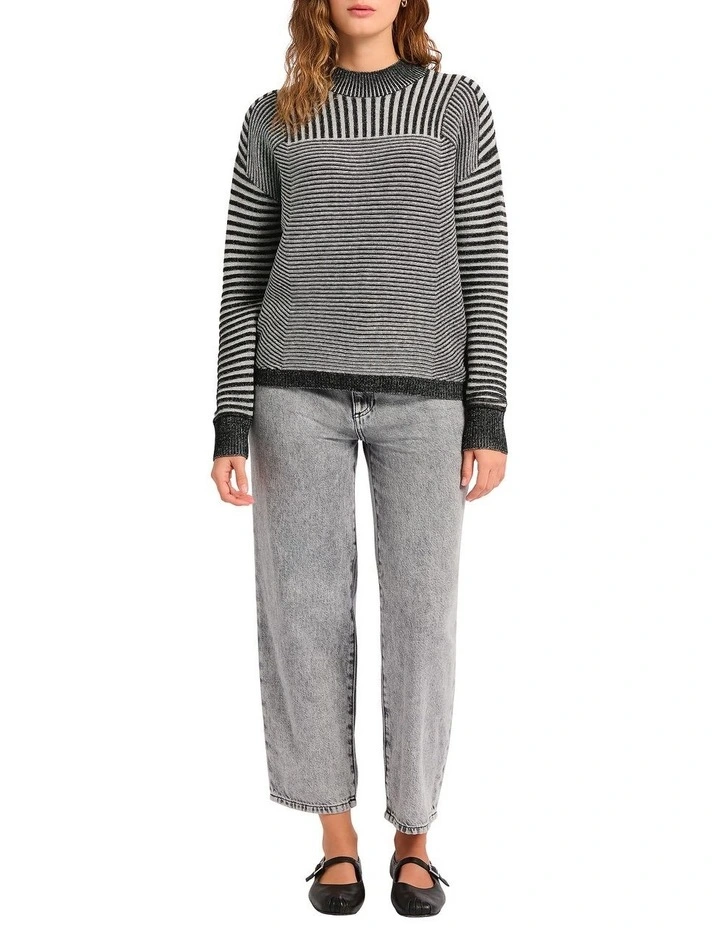 Tracy Two Tone Knit in Black Multi image 3