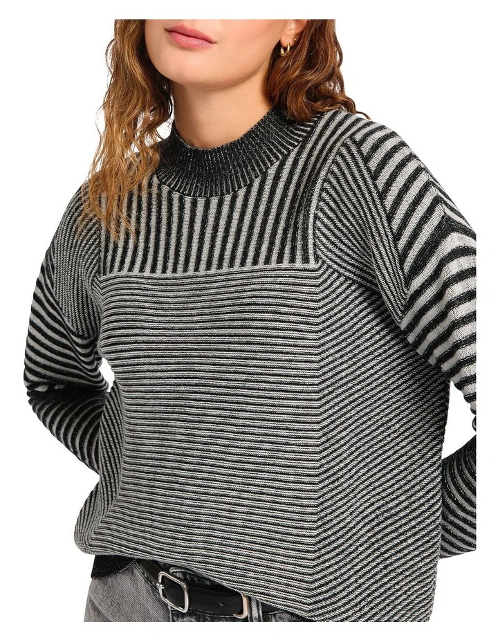 Tracy Two Tone Knit in Black Multi image 4