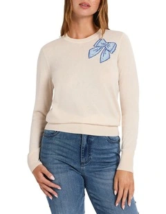 Rock The Bow Csc Knit in Shell Melange