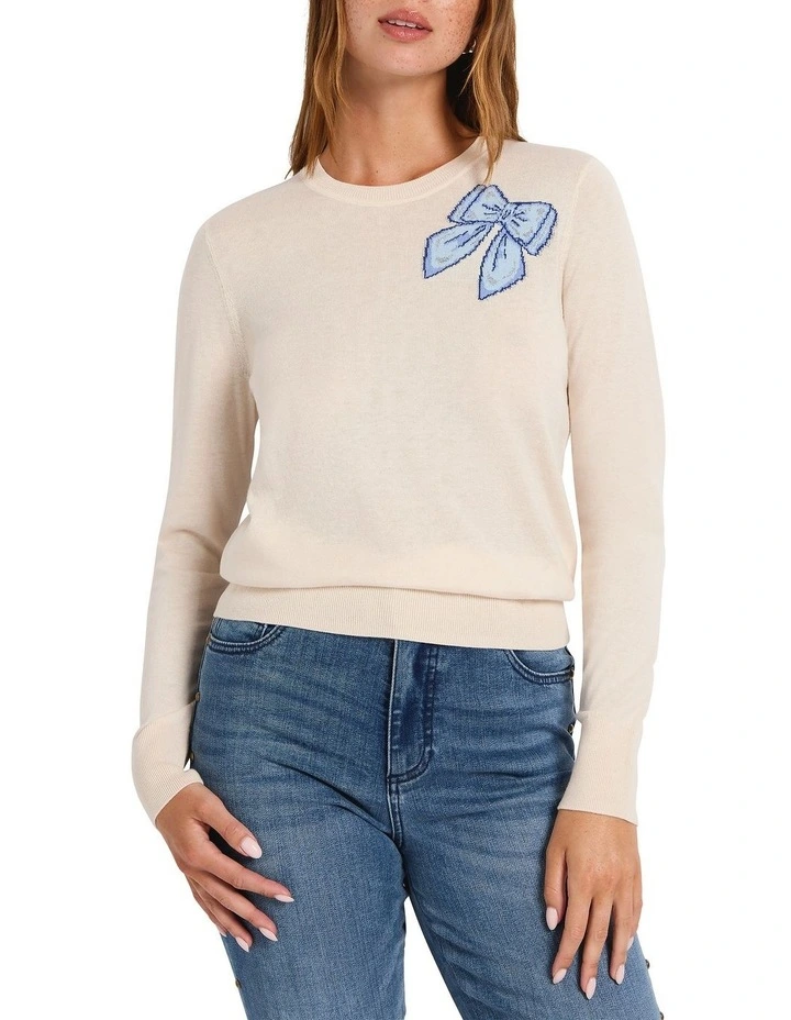 Rock The Bow Csc Knit in Shell Melange image 1