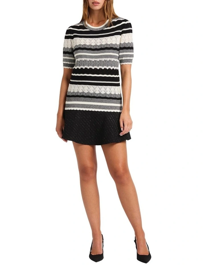Nelly Stripe Knit Tee in Black Stripe image 2