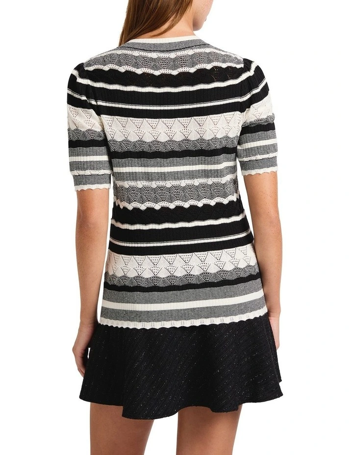 Nelly Stripe Knit Tee in Black Stripe image 4
