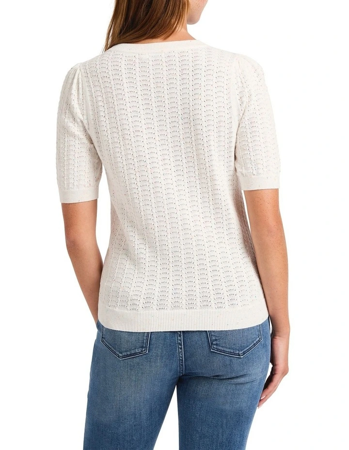 Speckle Love Cotton Knit in White image 2