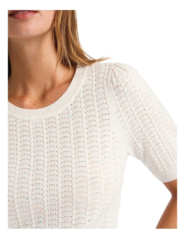 Speckle Love Cotton Knit in White image 3