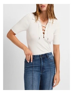 Eve Knit Polo in Ivory
