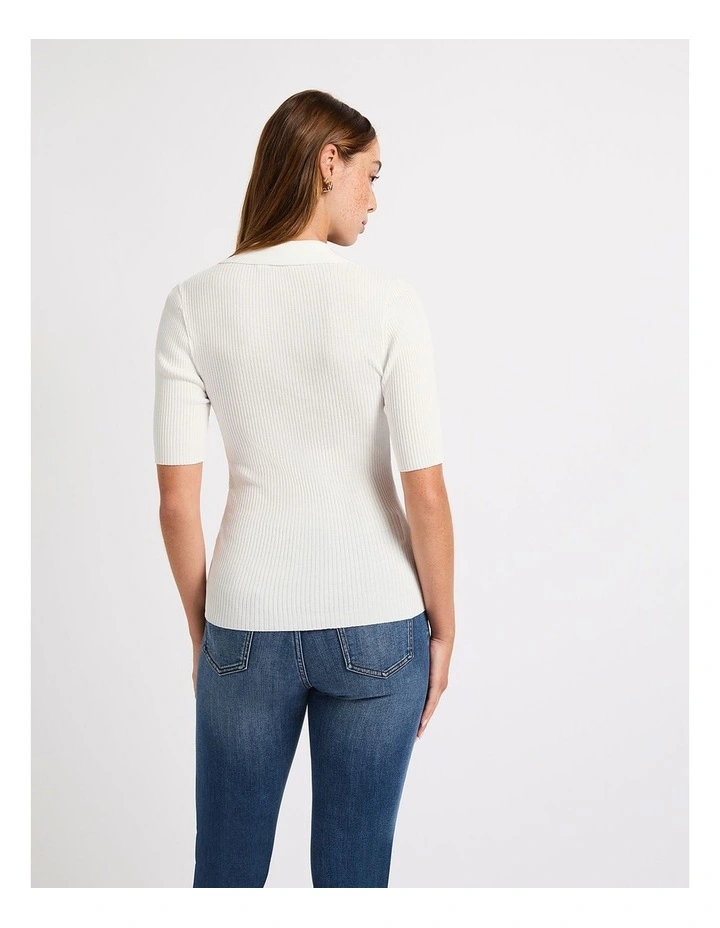 Eve Knit Polo in Ivory image 3