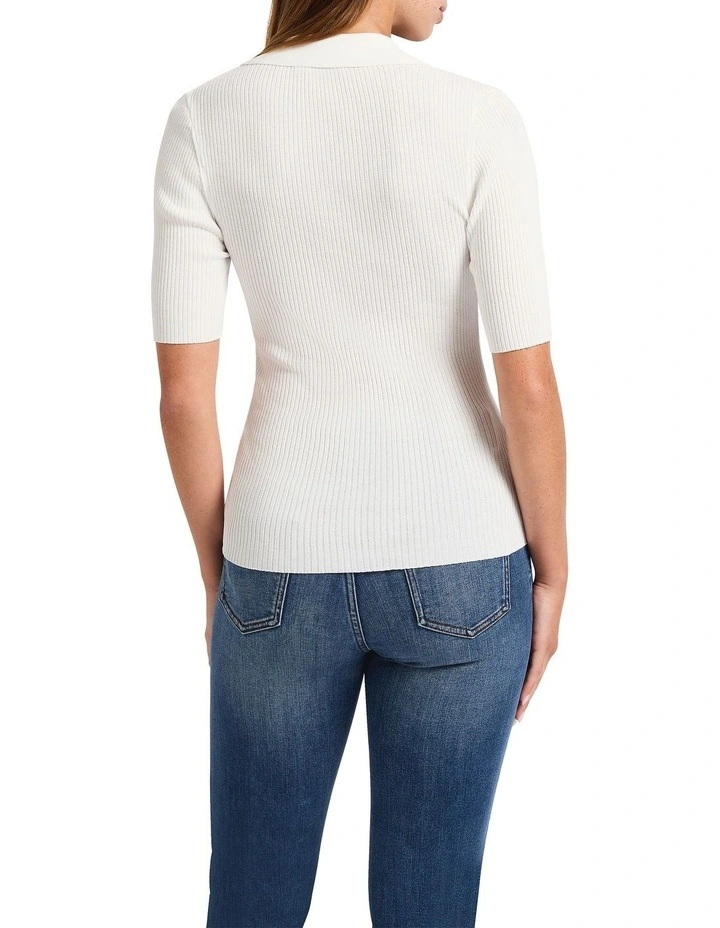 Eve Knit Polo in Ivory image 5