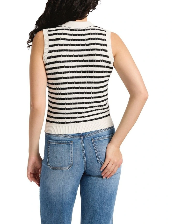 Kofi Knit Vest in Black Stripe image 2