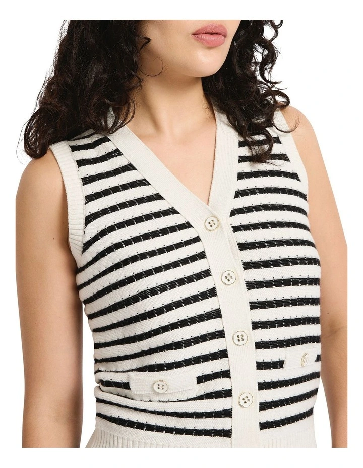 Kofi Knit Vest in Black Stripe image 3