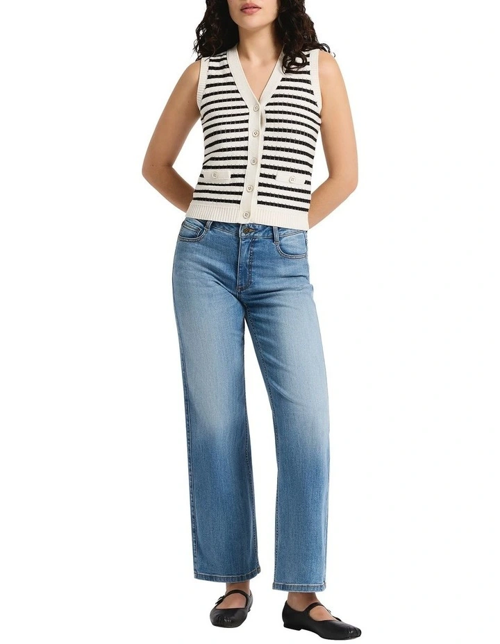 Kofi Knit Vest in Black Stripe image 4