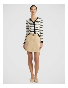 Finale Sequin Cardigan in Ivory Stripe