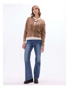 Raven Wool Blend Cardigan in Nut Brown