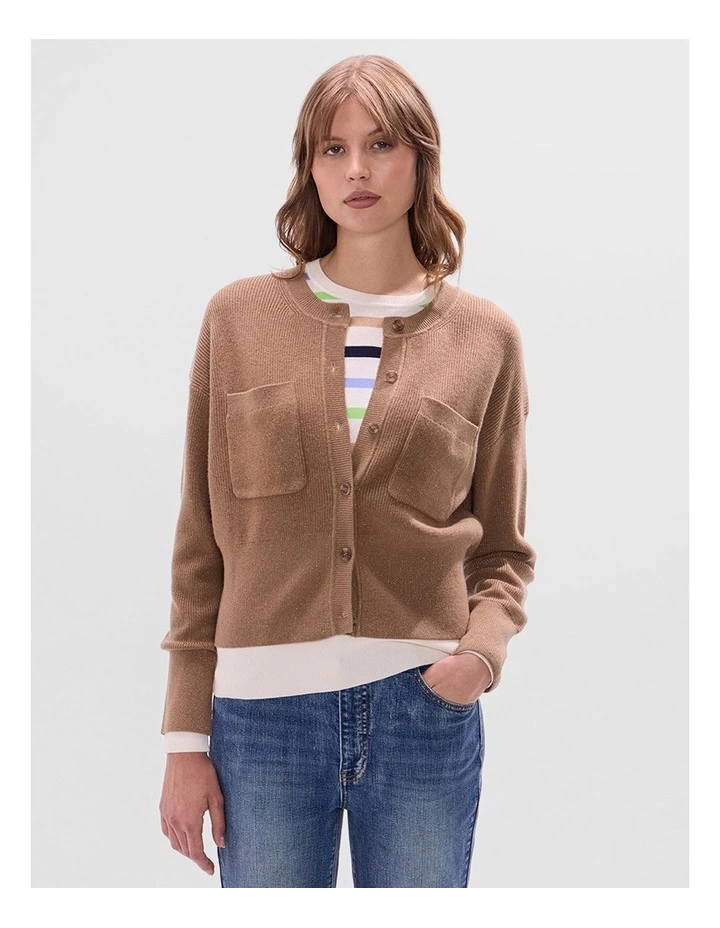 Raven Wool Blend Cardigan in Nut Brown image 1