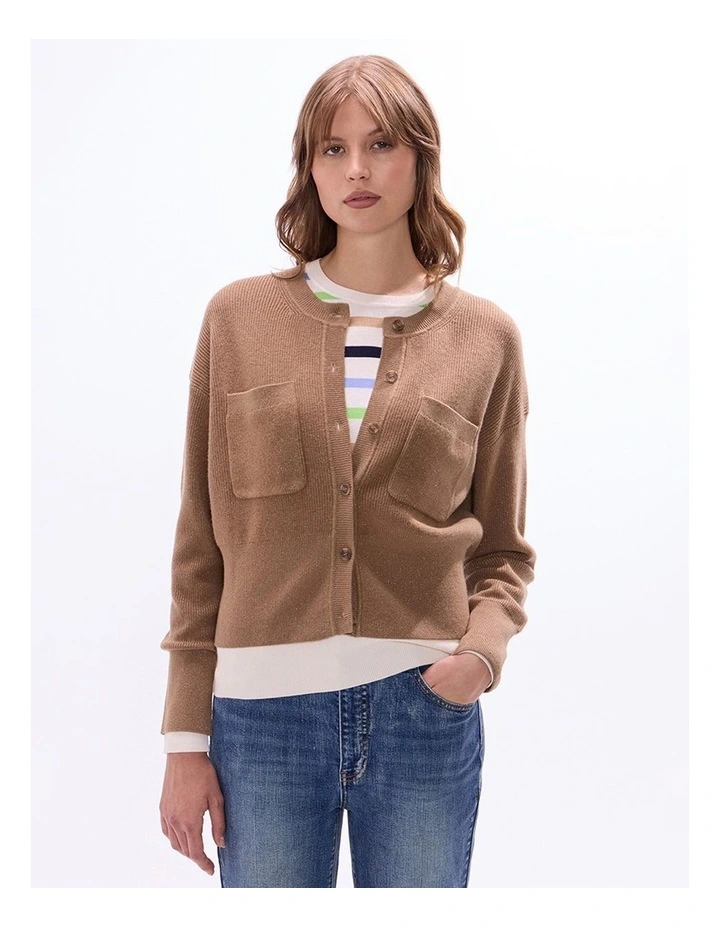 Raven Wool Blend Cardigan in Nut Brown image 2