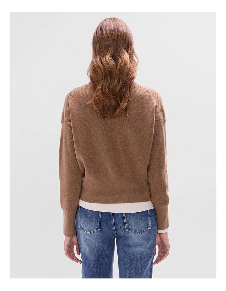 Raven Wool Blend Cardigan in Nut Brown image 3