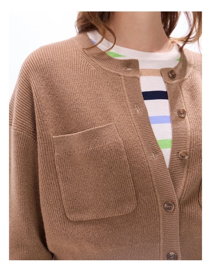 Raven Wool Blend Cardigan in Nut Brown image 3