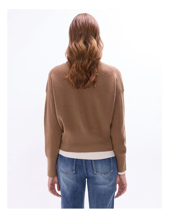 Raven Wool Blend Cardigan in Nut Brown image 4