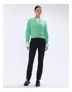 Carey Wool Blend Cardigan in Apple Green