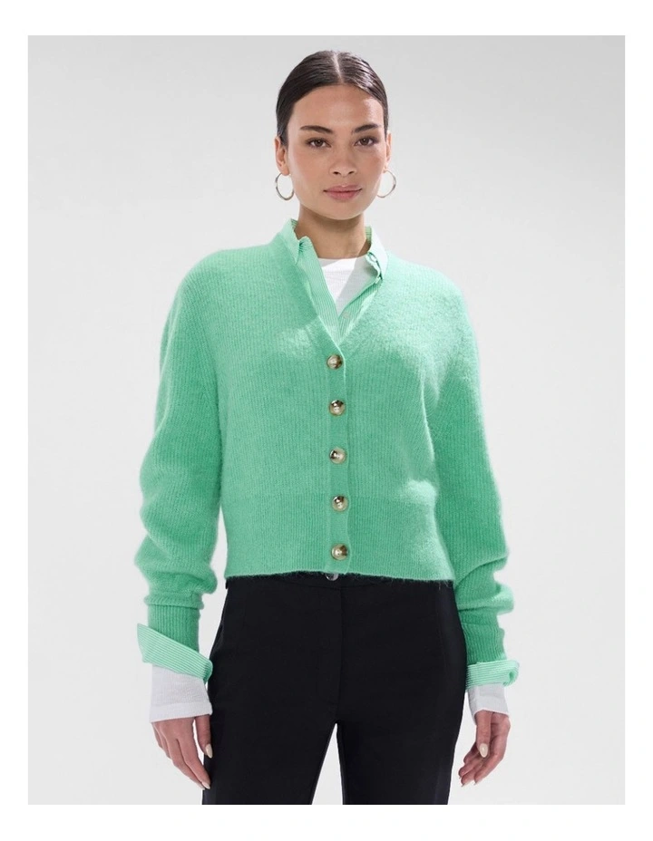 Carey Wool Blend Cardigan in Apple Green image 1