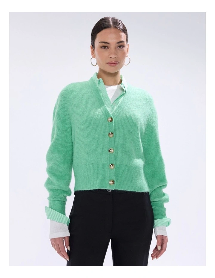 Carey Wool Blend Cardigan in Apple Green image 2